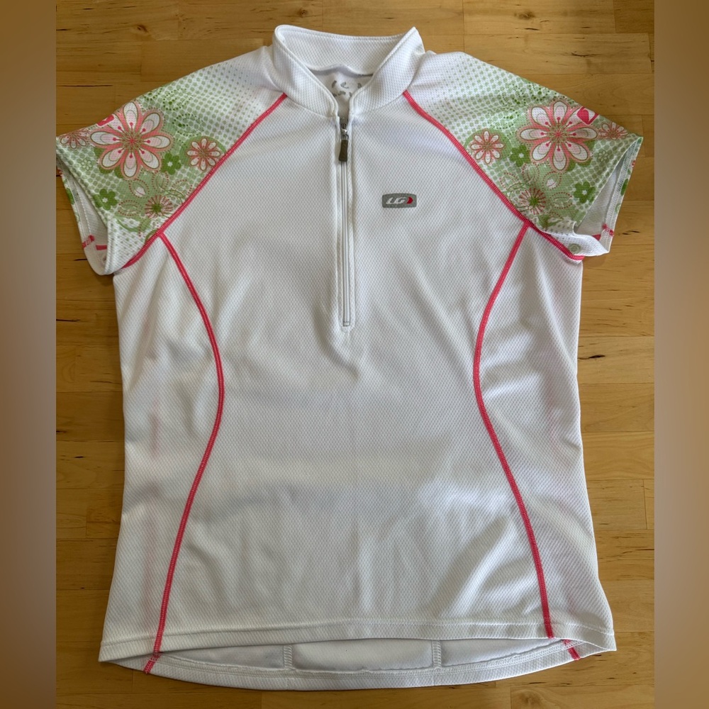 White Cycling Jersey with Pink and Green Floral Sleeves
